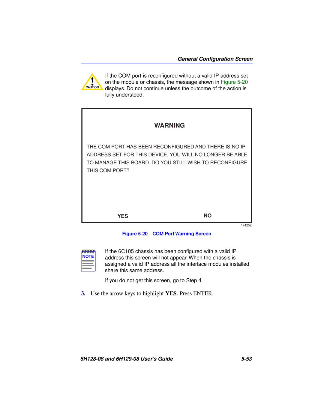 Cabletron Systems 6H128-08, 6H129-08 manual Use the arrow keys to highlight YES. Press Enter 