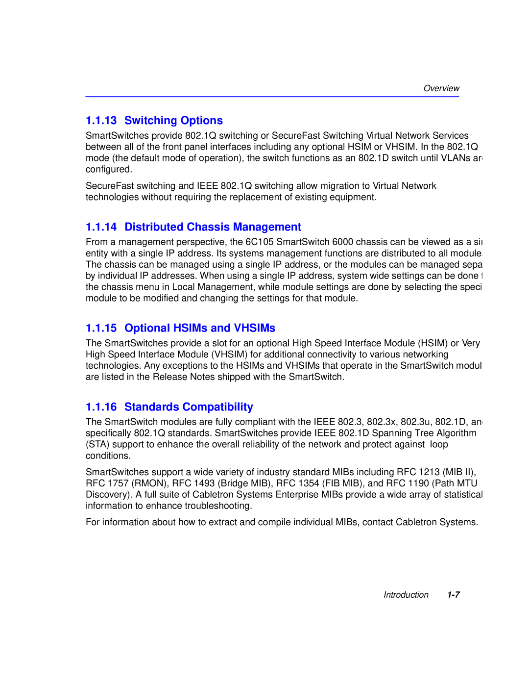 Cabletron Systems 6H258-17, 6H259-17 manual Switching Options, Distributed Chassis Management, Optional HSIMs and VHSIMs 