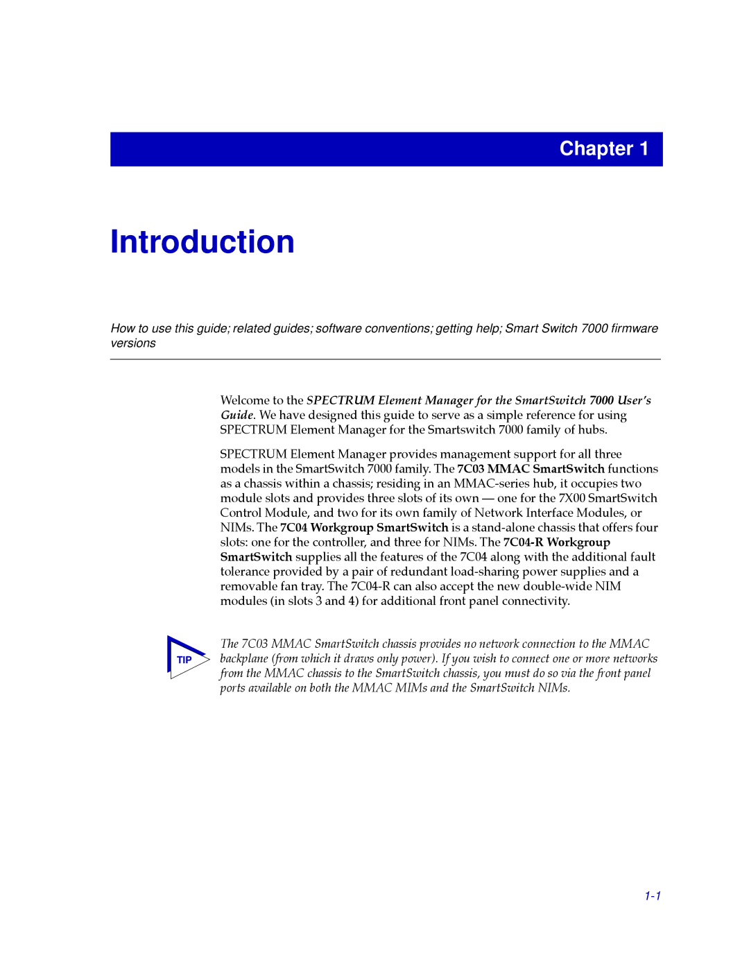 Cabletron Systems 7000 manual Introduction 