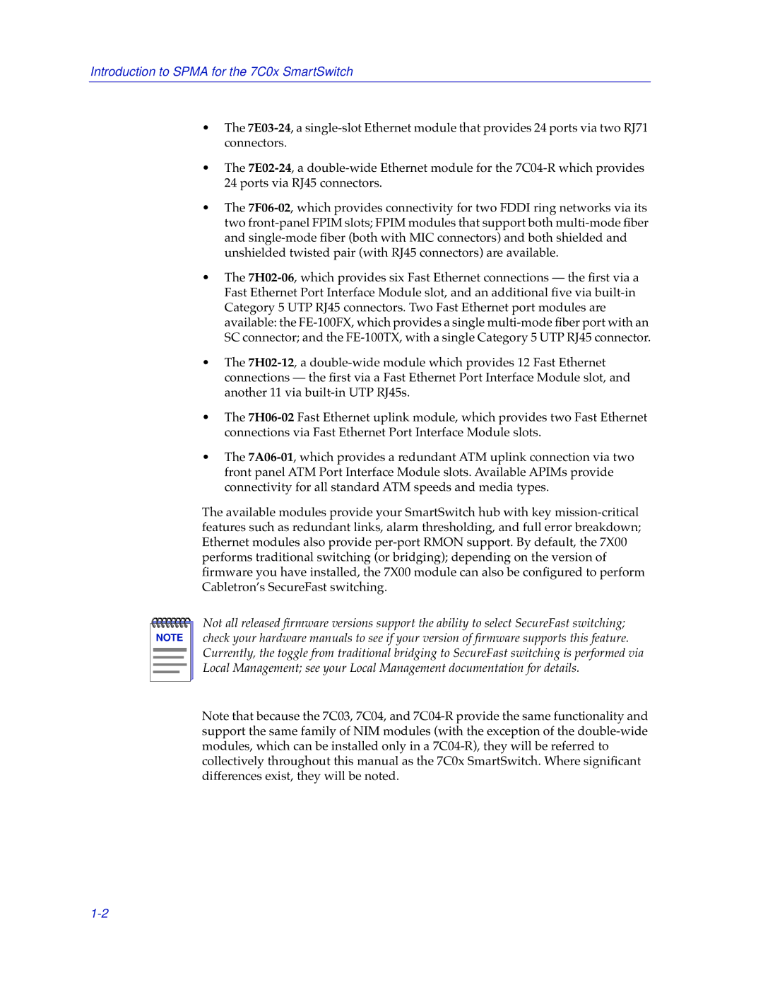 Cabletron Systems 7C04-R, 7C03 manual Introduction to Spma for the 7C0x SmartSwitch 