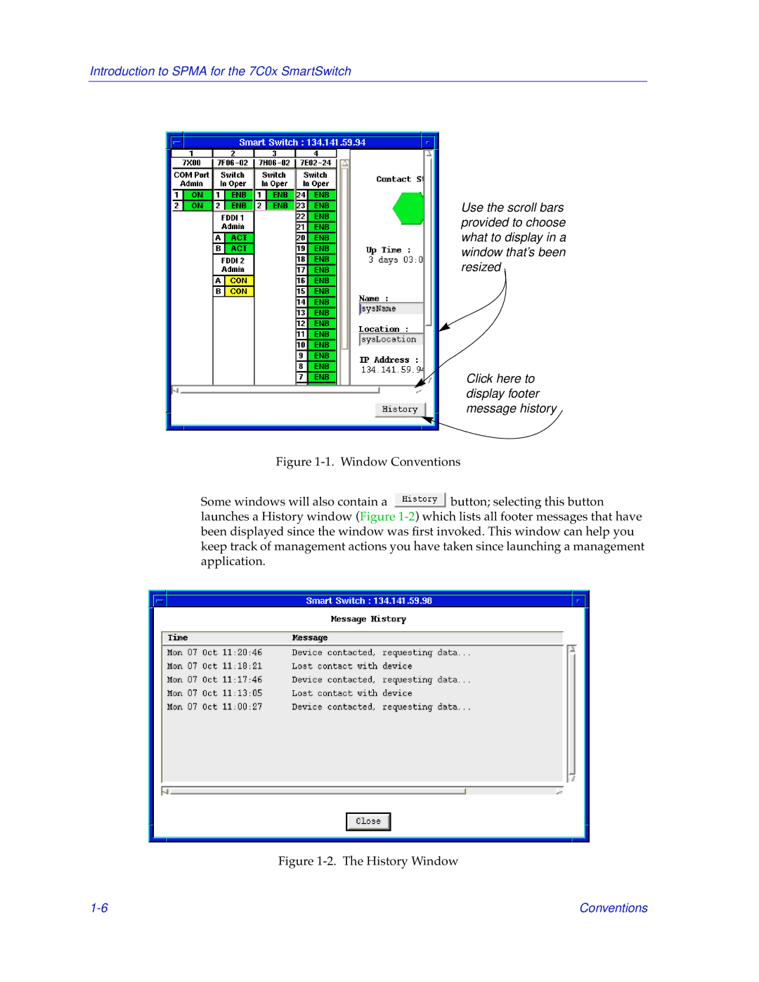 Cabletron Systems 7C03, 7C04-R manual History Window 