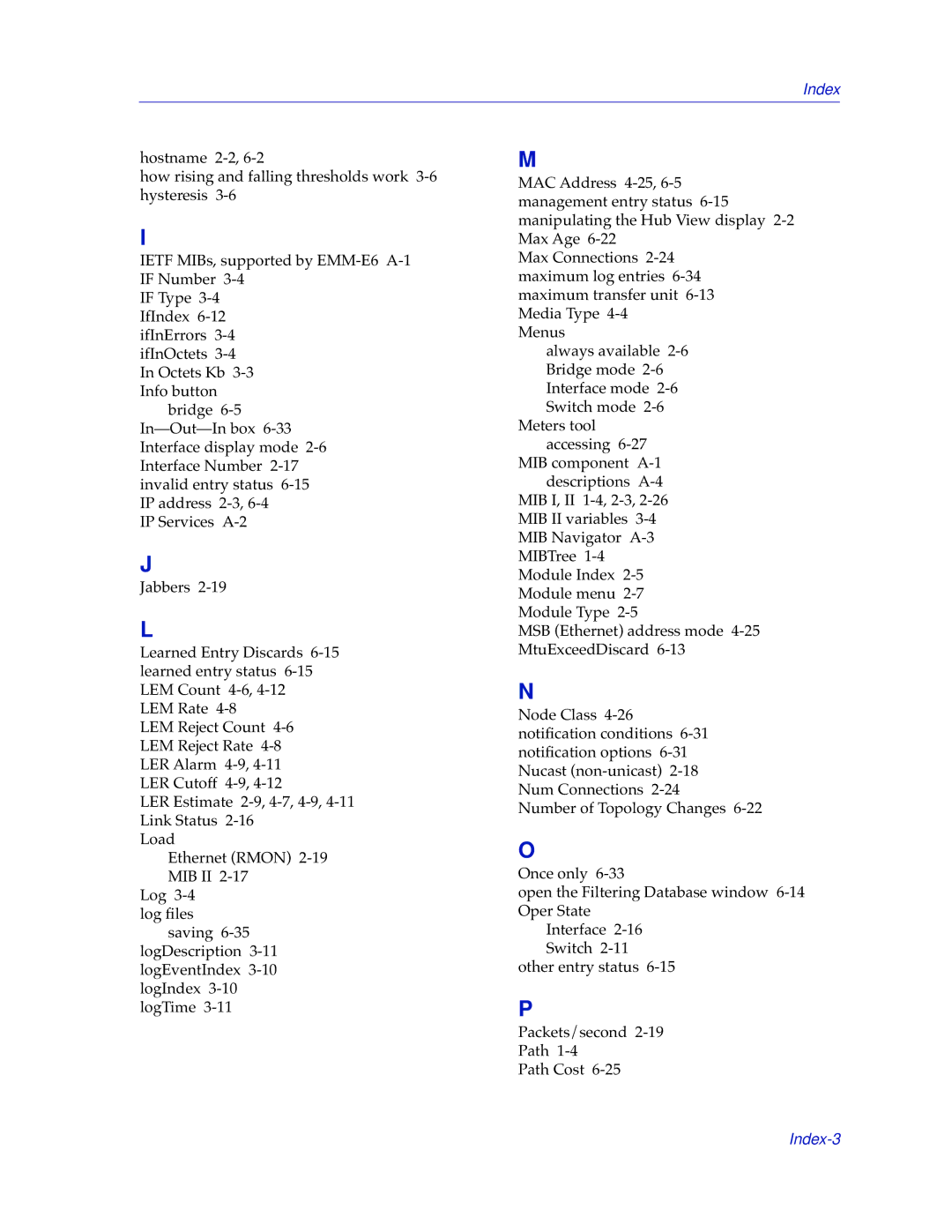 Cabletron Systems 7C04-R, 7C03 manual Index-3 