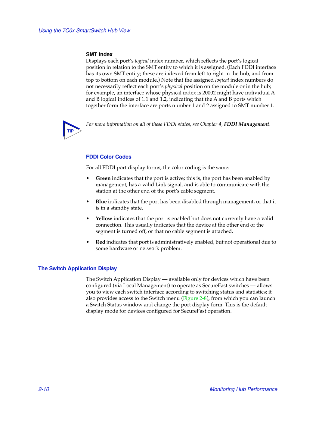 Cabletron Systems 7C03, 7C04-R manual SMT Index, Fddi Color Codes, Switch Application Display 