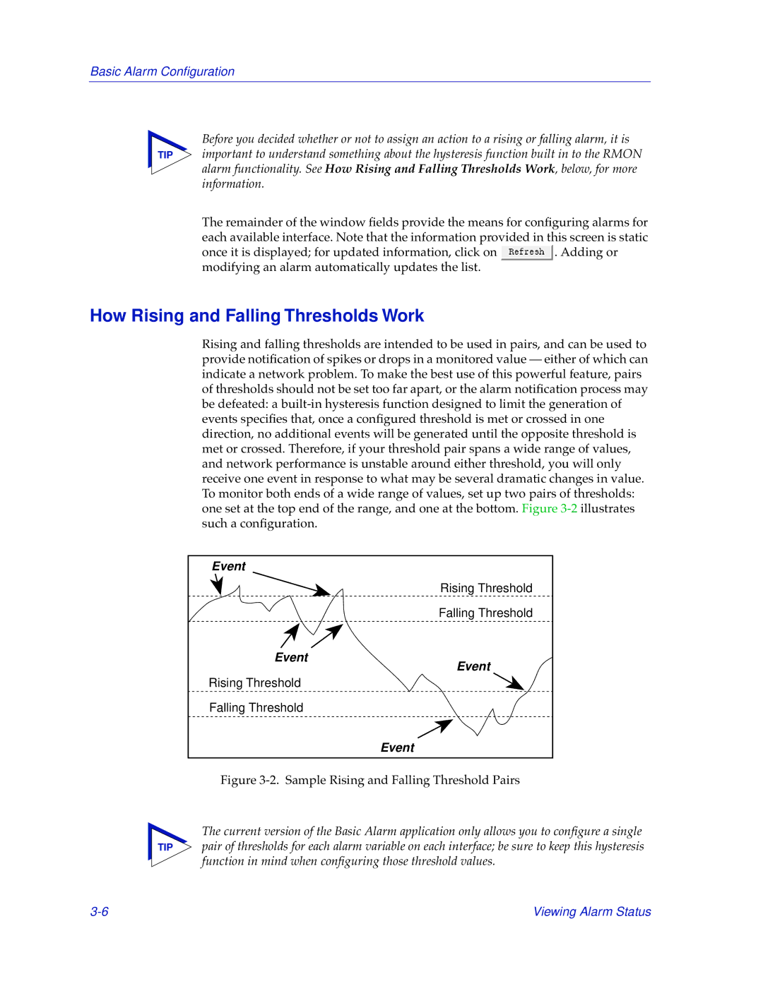 Cabletron Systems 7C03, 7C04-R manual How Rising and Falling Thresholds Work, Sample Rising and Falling Threshold Pairs 