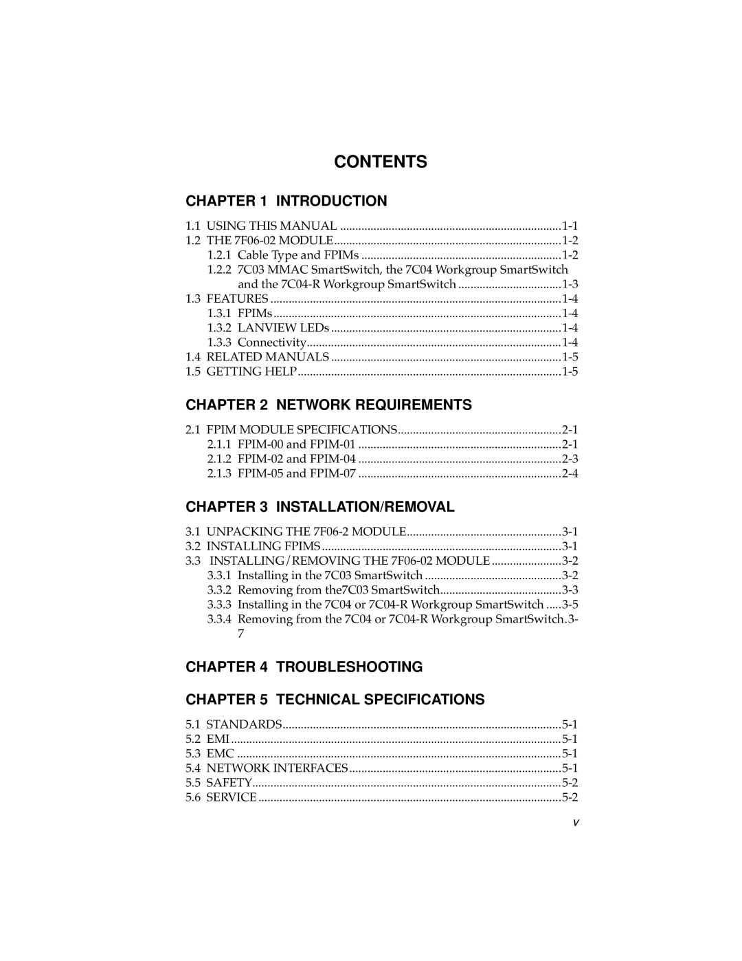 Cabletron Systems 7F06-02 manual Contents 