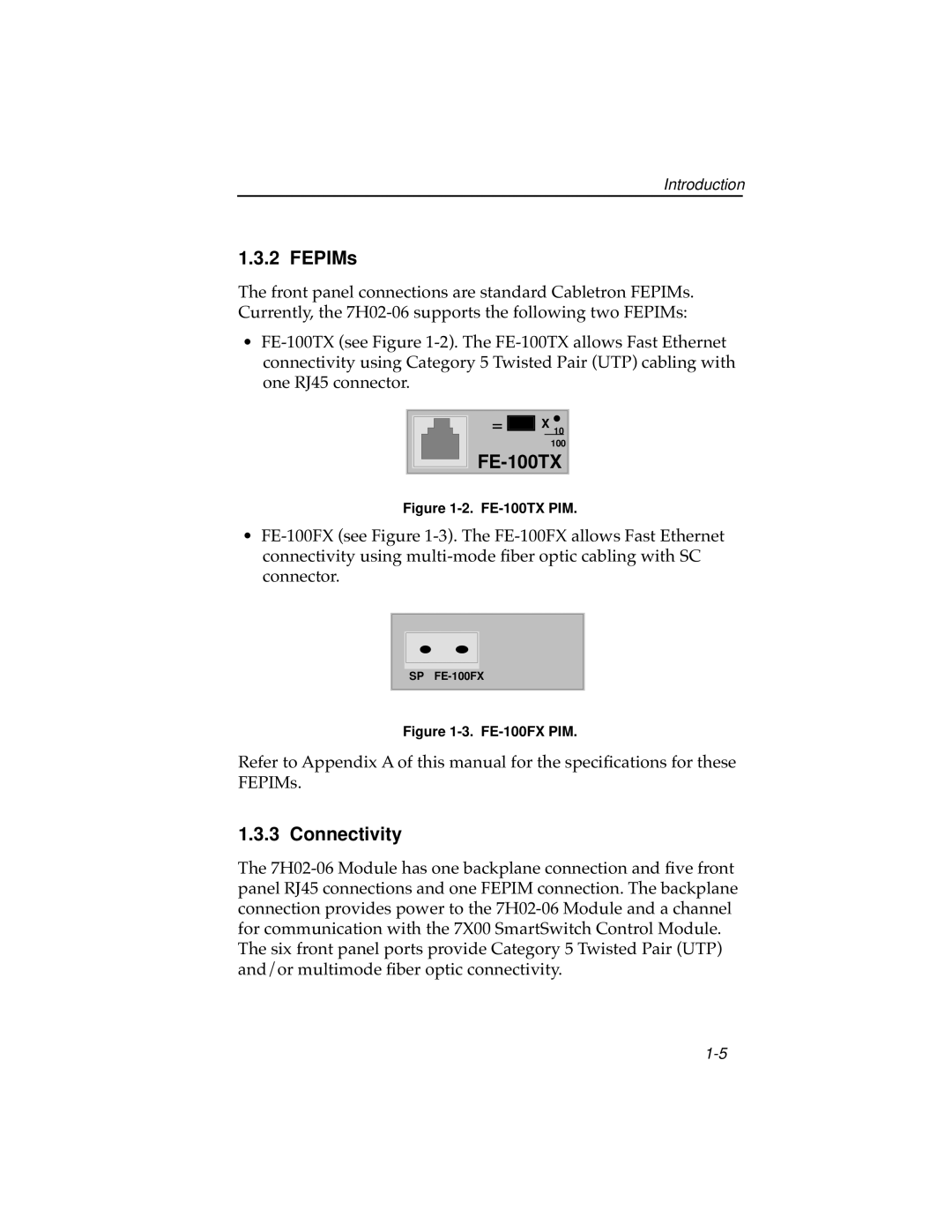 Cabletron Systems 7H02-06 manual FEPIMs, FE-100TX, Connectivity 