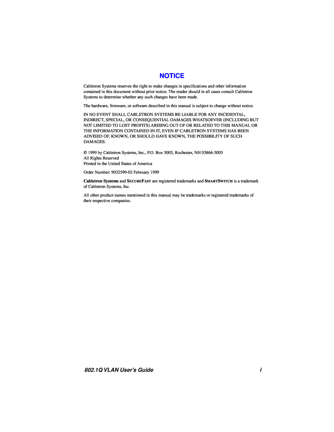 Cabletron Systems manual 802.1Q VLAN User’s Guide 