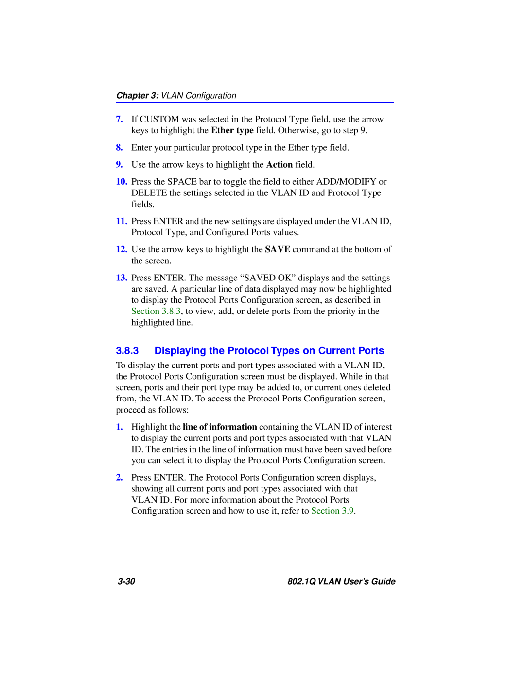 Cabletron Systems 802.1Q manual Displaying the Protocol Types on Current Ports 