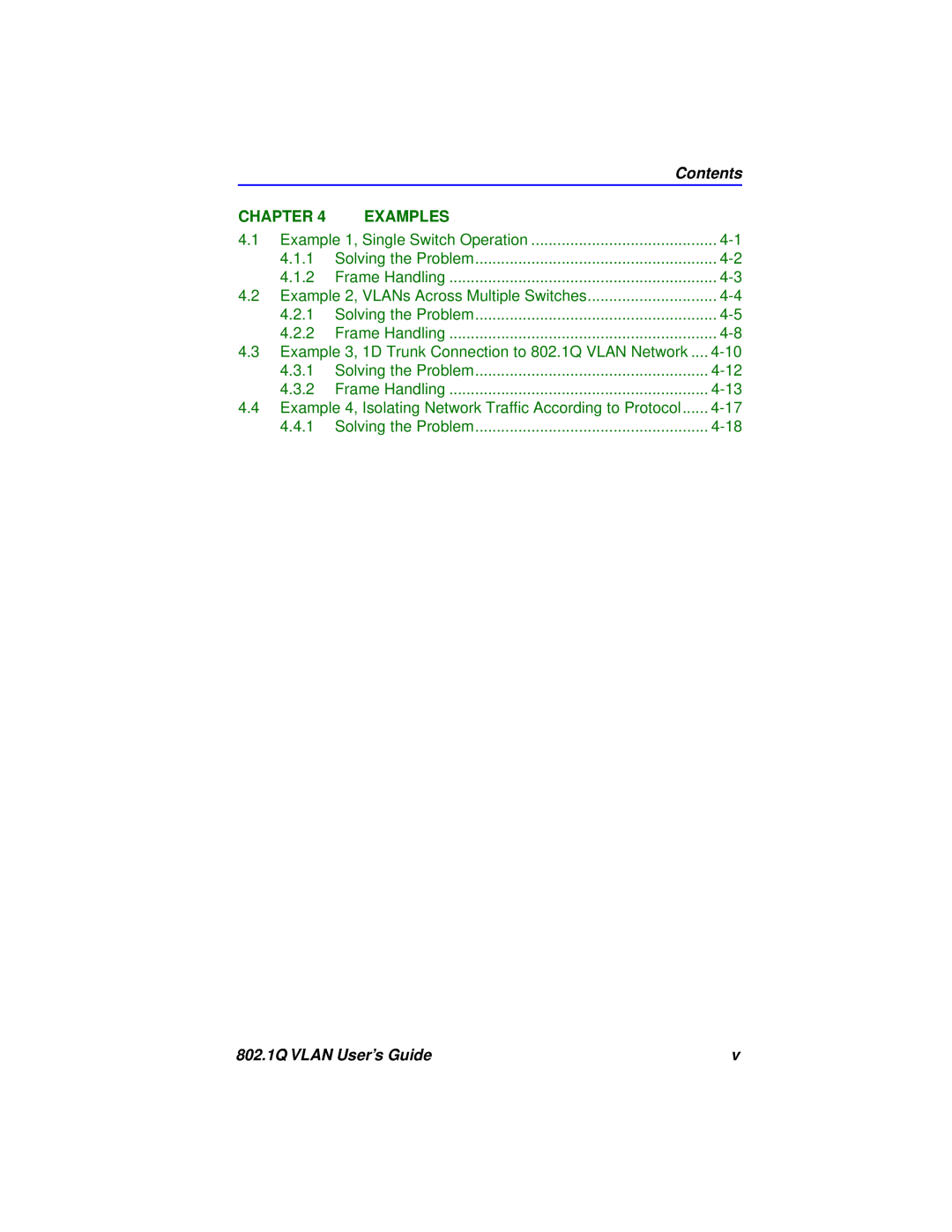 Cabletron Systems manual Contents, Chapter, Examples, 802.1Q VLAN User’s Guide 