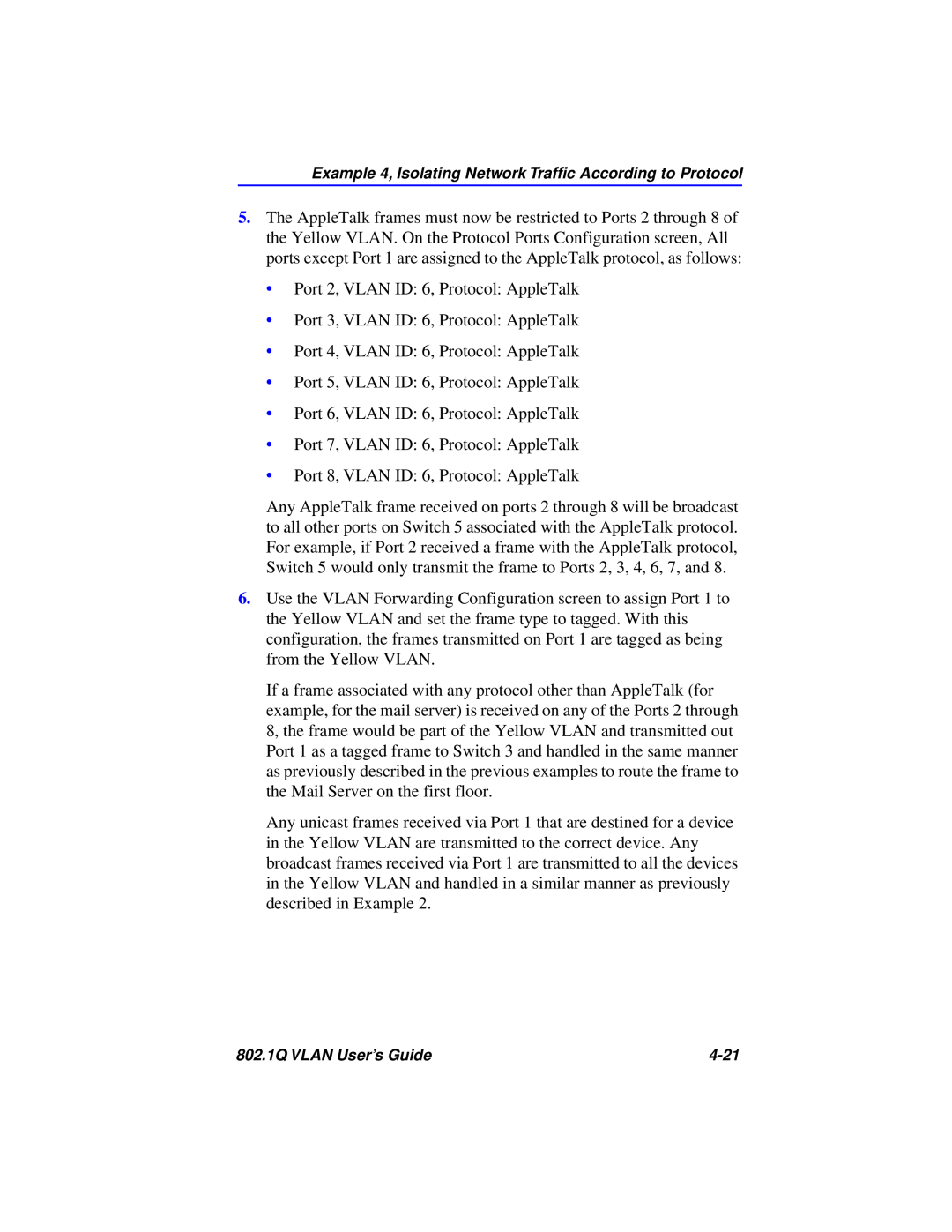 Cabletron Systems 802.1Q manual Port 2, VLAN ID 6, Protocol AppleTalk 