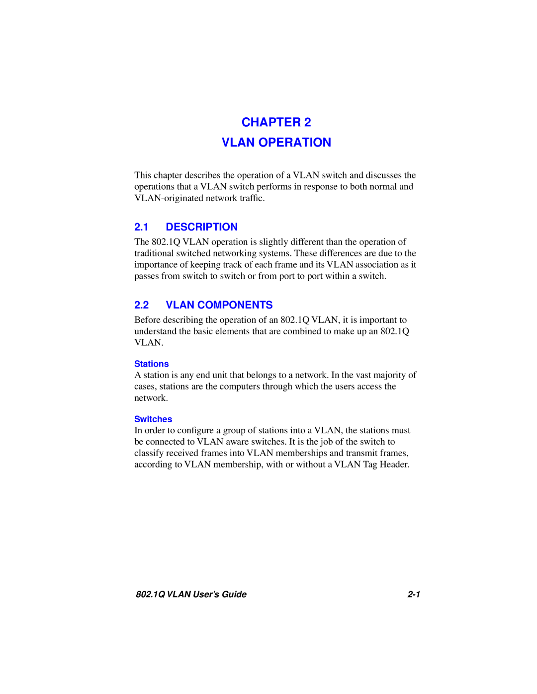 Cabletron Systems 802.1Q manual Description, Vlan Components 