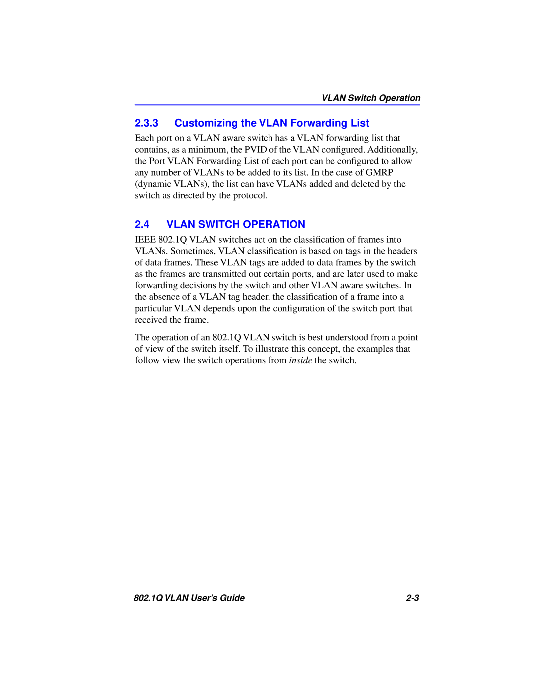 Cabletron Systems 802.1Q manual Customizing the Vlan Forwarding List, Vlan Switch Operation 