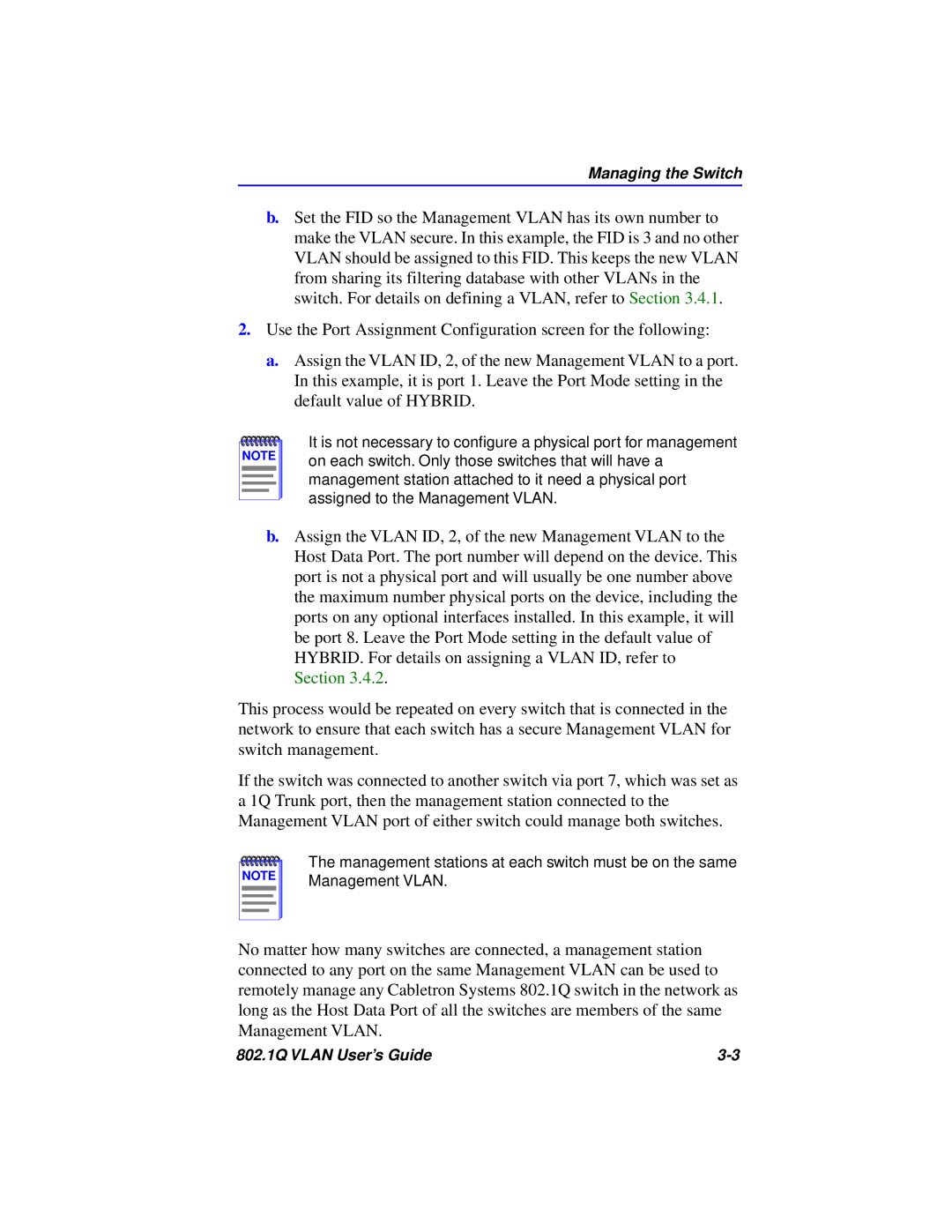 Cabletron Systems 802.1Q manual Managing the Switch 