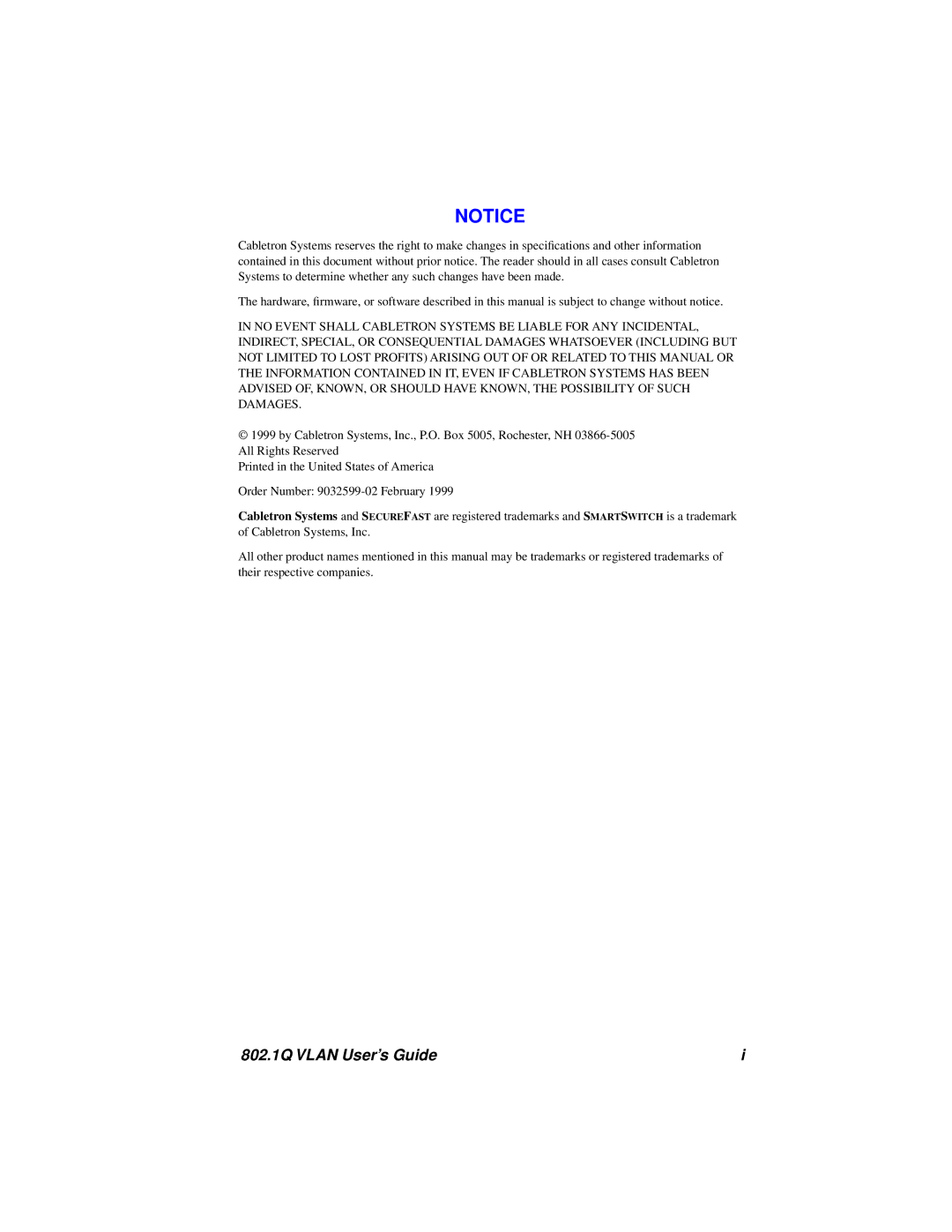 Cabletron Systems manual 802.1Q Vlan User’s Guide 