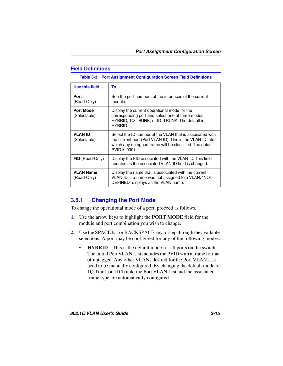 Cabletron Systems 802.1Q manual Changing the Port Mode 