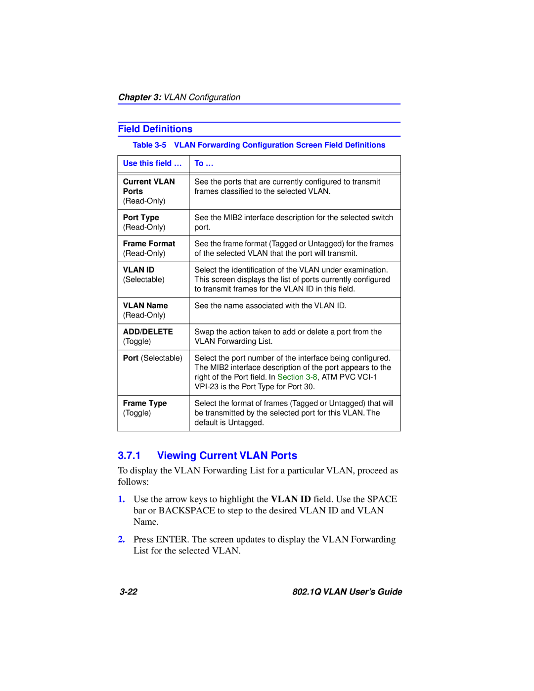 Cabletron Systems 802.1Q manual Viewing Current Vlan Ports, Frame Format 