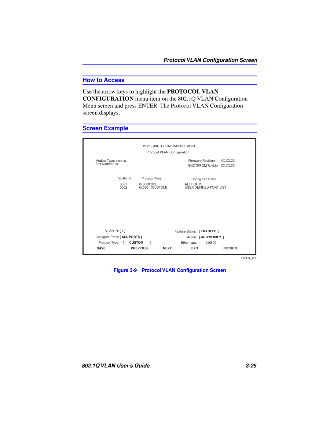 Cabletron Systems 802.1Q manual Protocol Vlan Conﬁguration Screen 