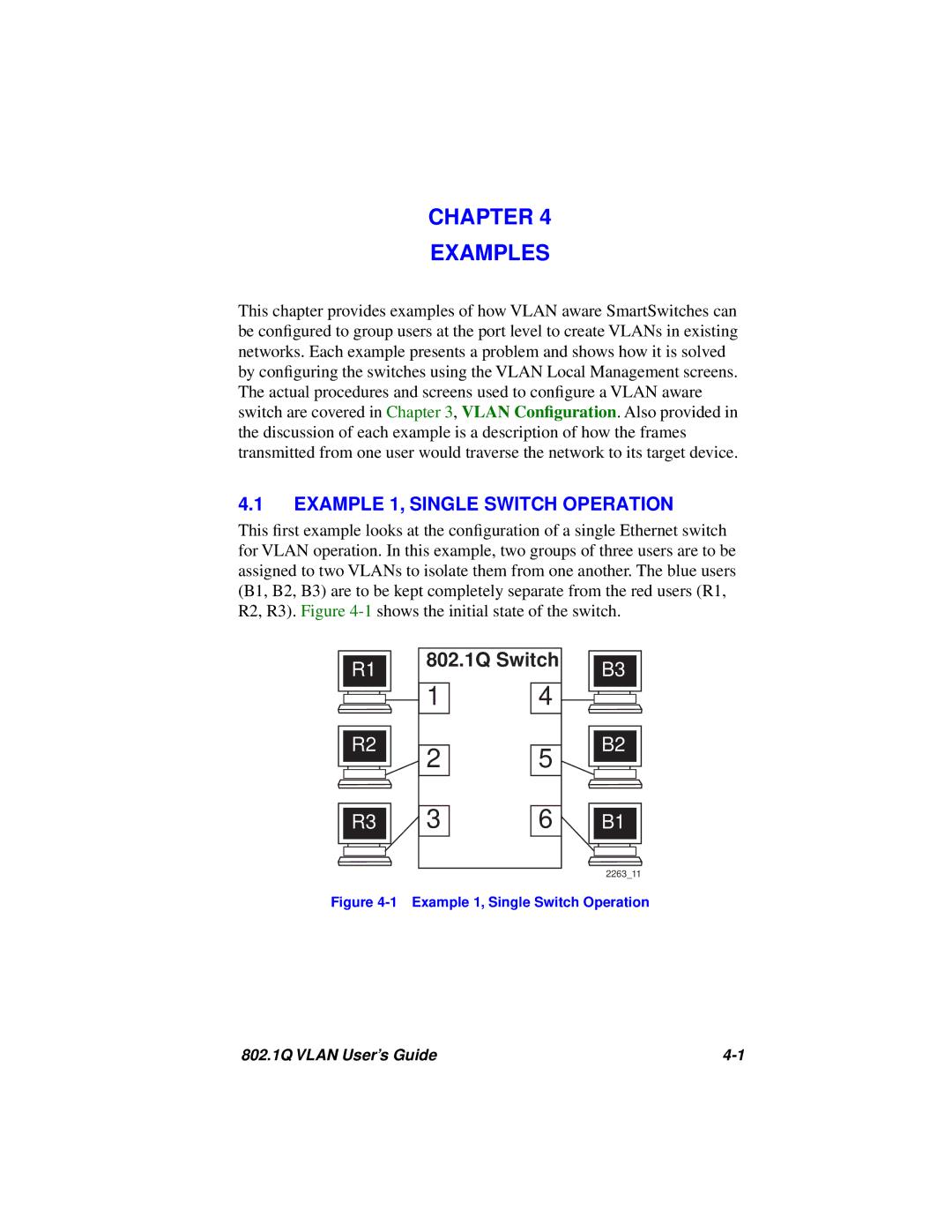 Cabletron Systems 802.1Q manual Chapter Examples, Example 1, Single Switch Operation 