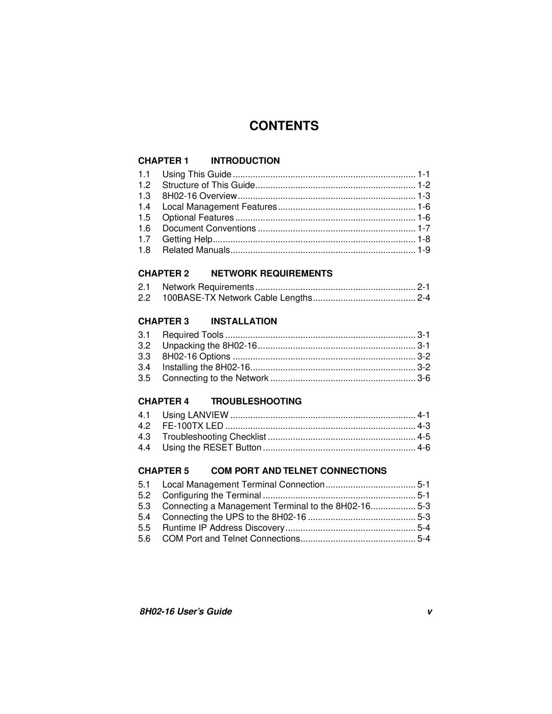 Cabletron Systems 8H02-16 manual Contents 