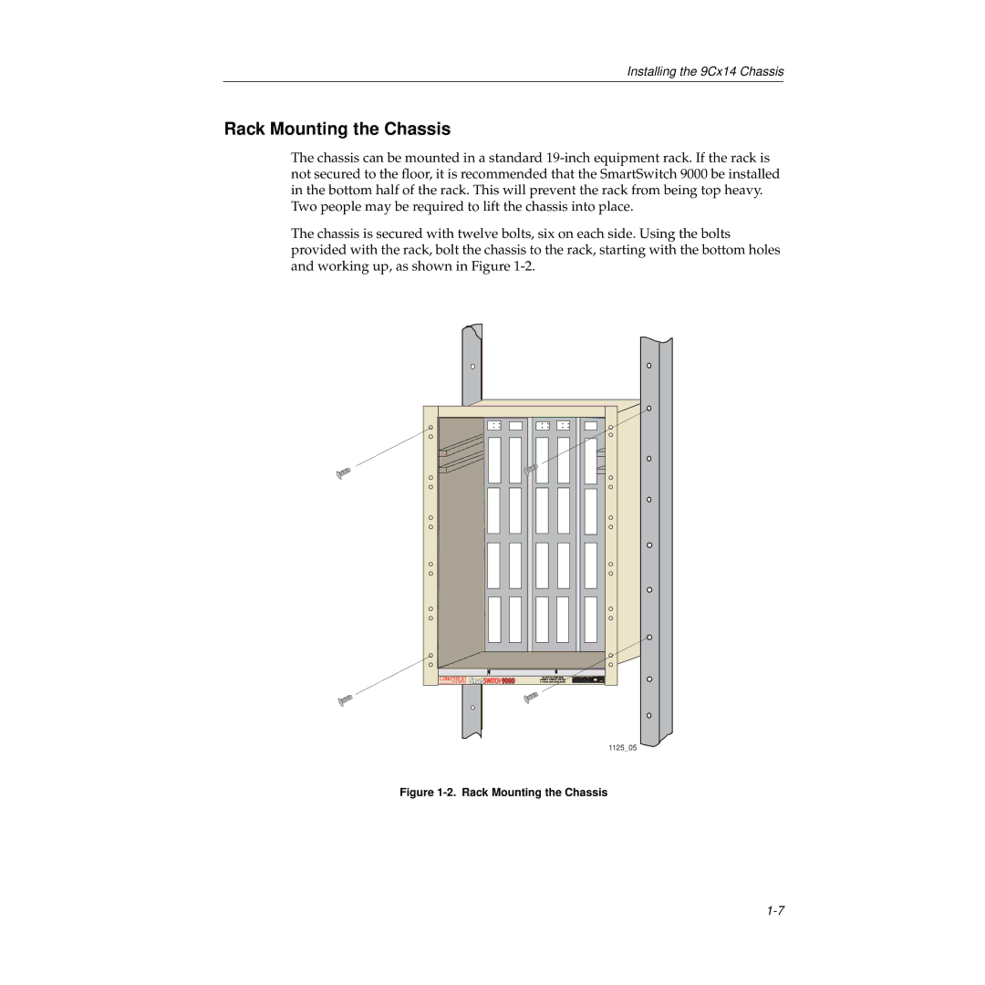 Cabletron Systems 9C114, 9000 manual Rack Mounting the Chassis 