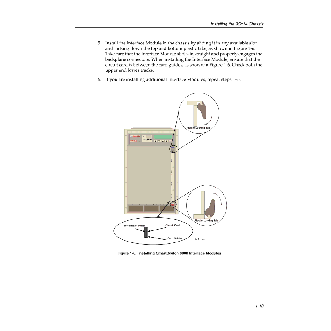 Cabletron Systems 9C114 manual Installing SmartSwitch 9000 Interface Modules 