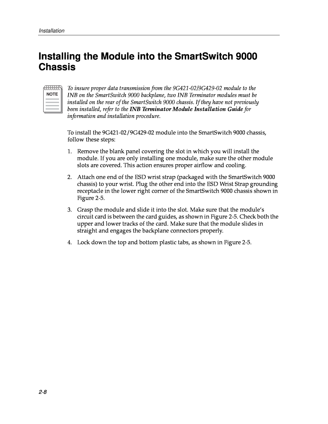 Cabletron Systems manual Installing the Module into the SmartSwitch 9000 Chassis 