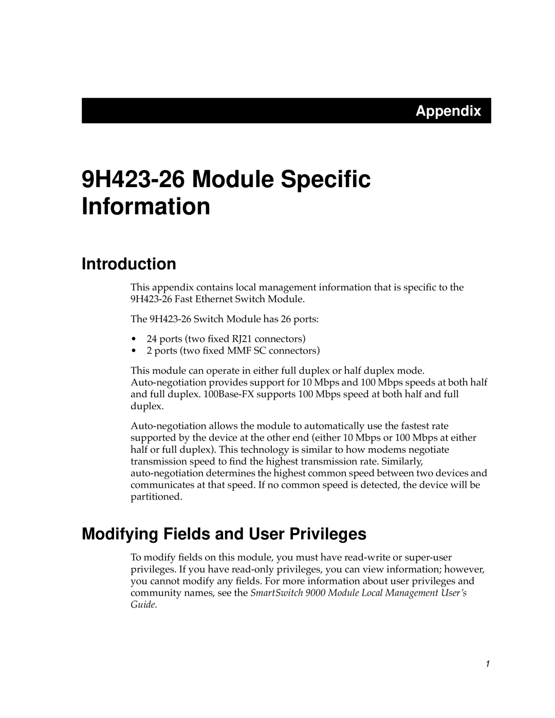 Cabletron Systems 9000 appendix Introduction, Modifying Fields and User Privileges 