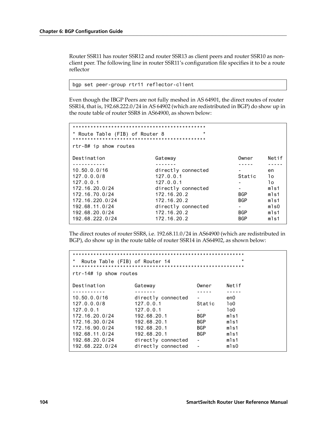 Cabletron Systems 9032578-02 manual Bgp set peer-group rtr11 reflector-client 