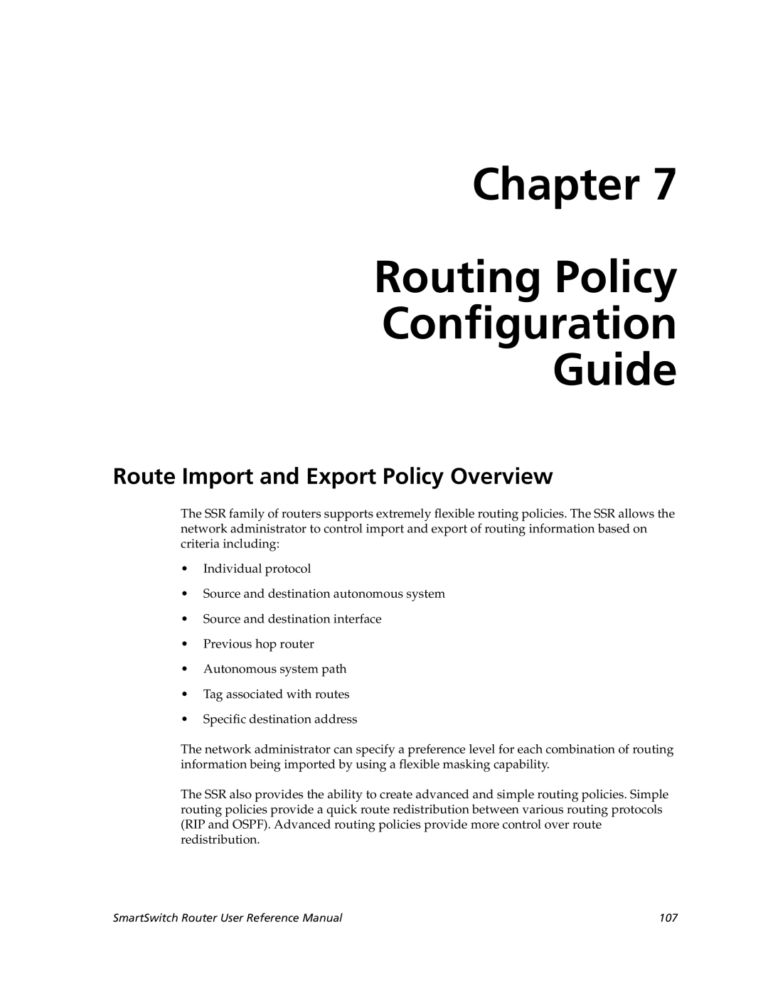 Cabletron Systems 9032578-02 manual Chapter Routing Policy Configuration Guide, Route Import and Export Policy Overview 