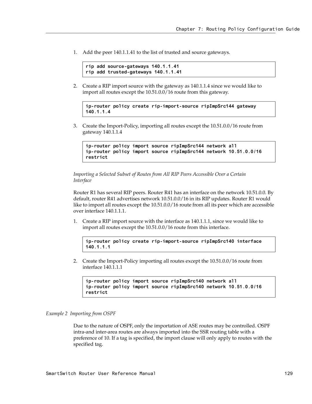 Cabletron Systems 9032578-02 manual Example 2 Importing from Ospf 