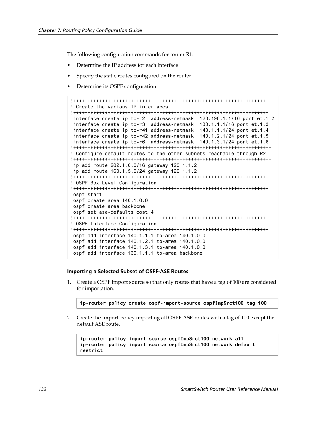 Cabletron Systems 9032578-02 manual Importing a Selected Subset of OSPF-ASE Routes 