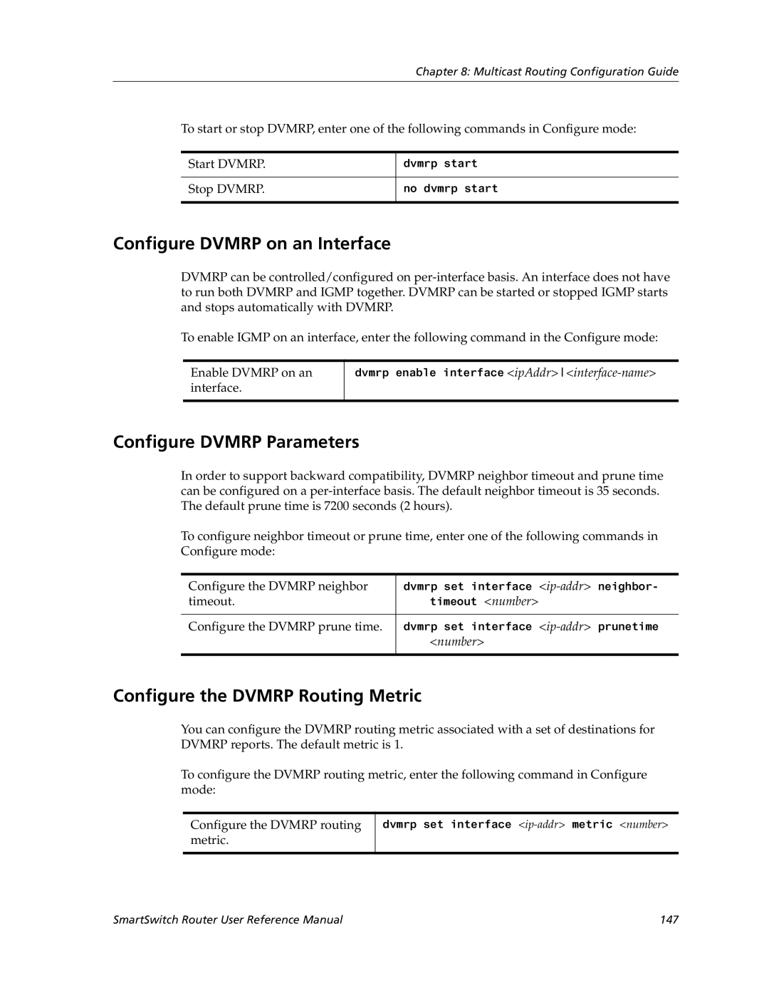 Cabletron Systems 9032578-02 manual Configure Dvmrp on an Interface, Configure Dvmrp Parameters 