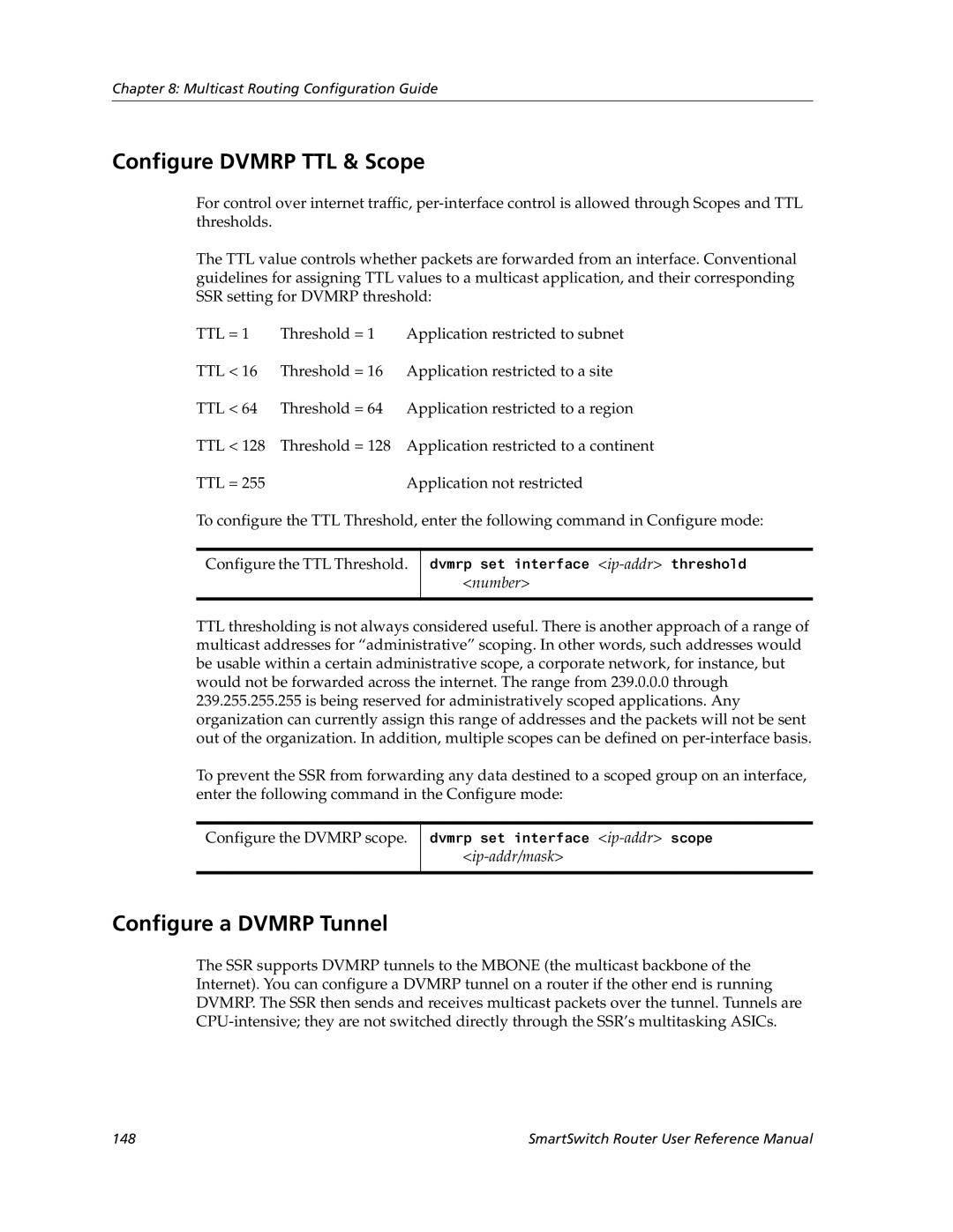 Cabletron Systems 9032578-02 manual Configure Dvmrp TTL & Scope, Configure a Dvmrp Tunnel 