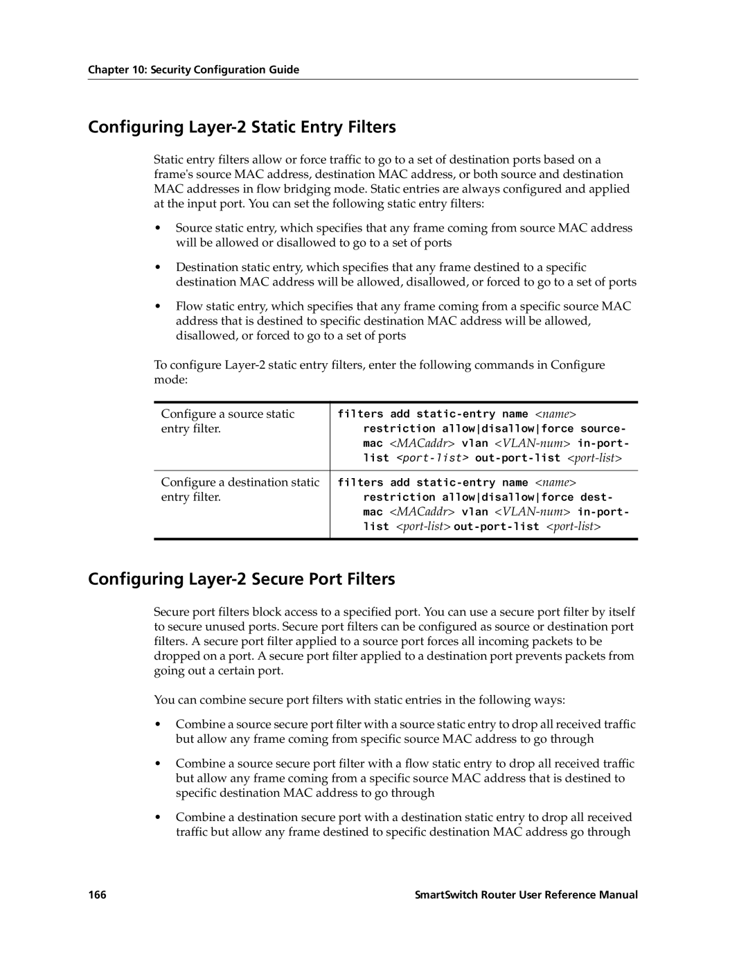 Cabletron Systems 9032578-02 manual Configuring Layer-2 Static Entry Filters, Configuring Layer-2 Secure Port Filters 