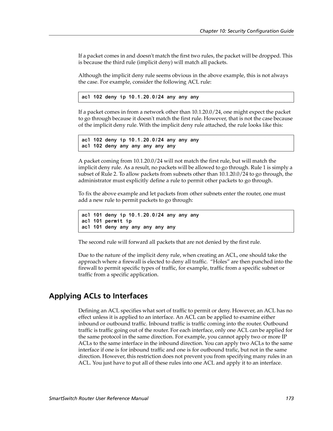 Cabletron Systems 9032578-02 manual Applying ACLs to Interfaces 