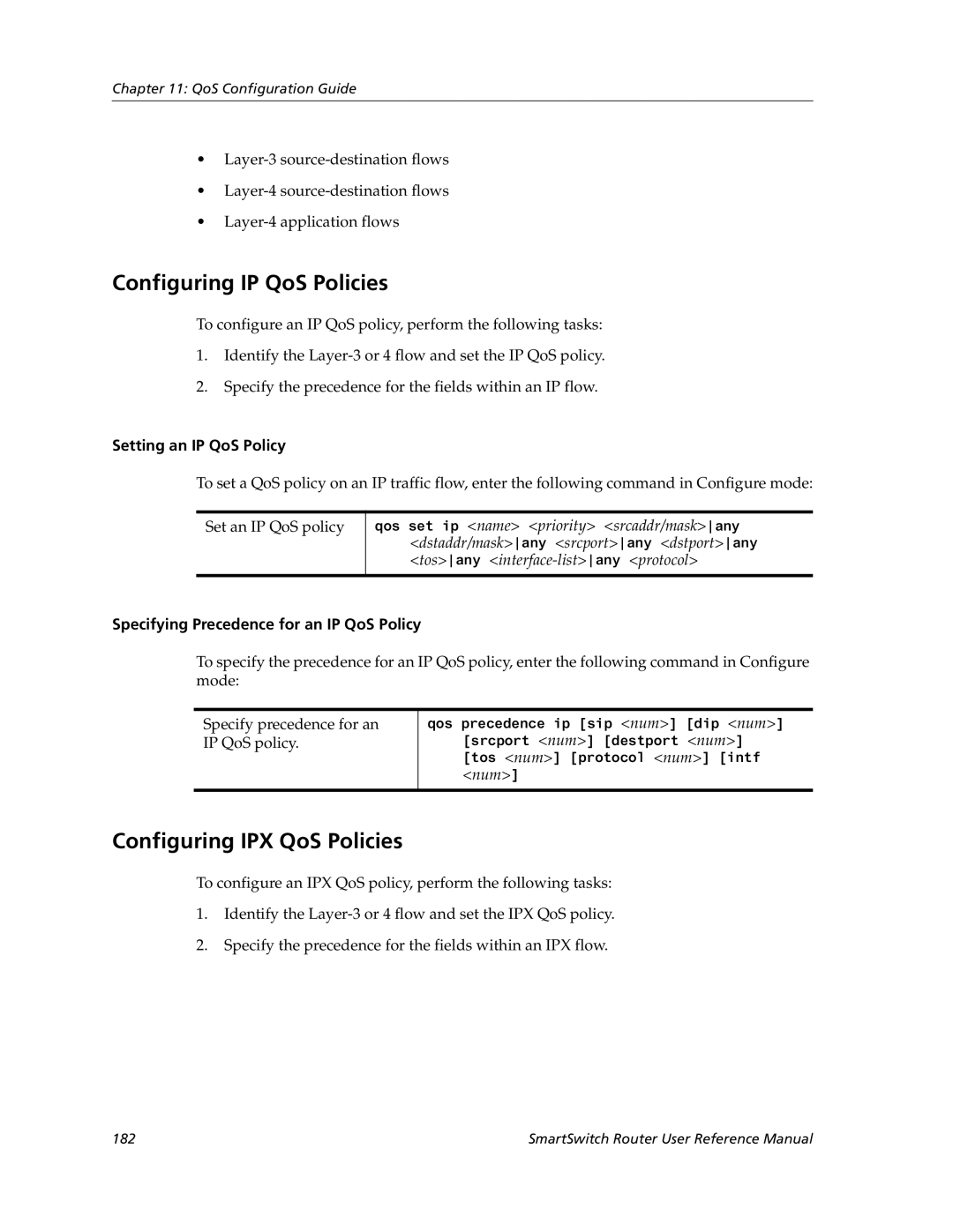 Cabletron Systems 9032578-02 manual Configuring IP QoS Policies, Configuring IPX QoS Policies, Setting an IP QoS Policy 