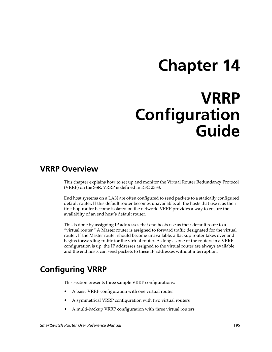 Cabletron Systems 9032578-02 manual Vrrp Overview, Configuring Vrrp 