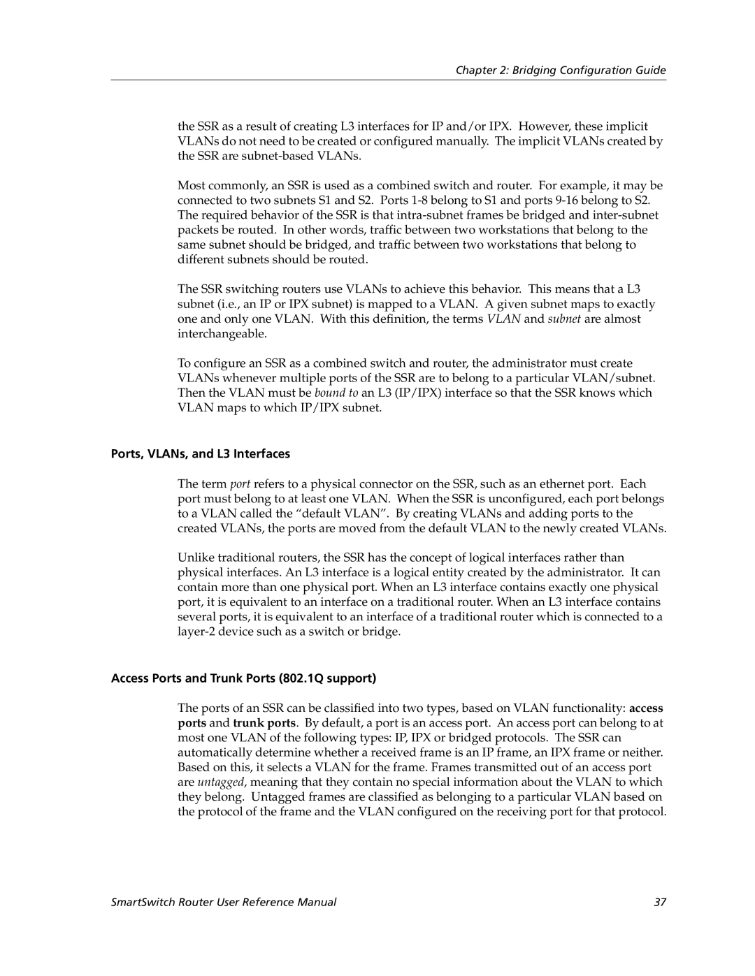 Cabletron Systems 9032578-02 manual Ports, VLANs, and L3 Interfaces, Access Ports and Trunk Ports 802.1Q support 