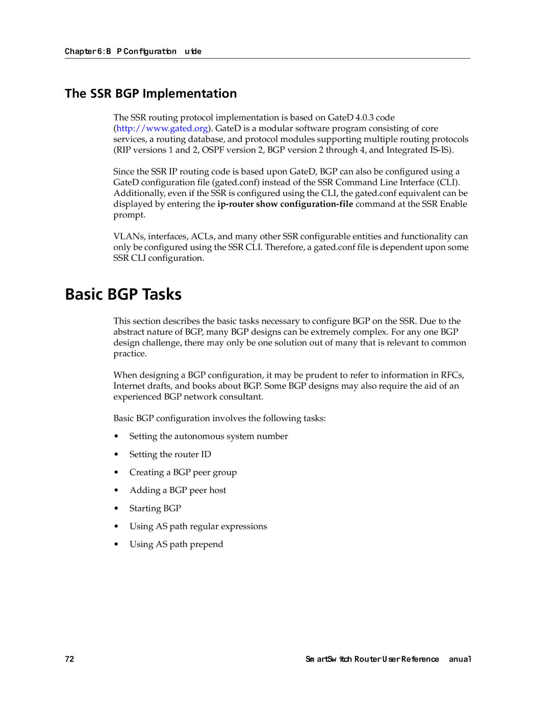 Cabletron Systems 9032578-02 manual Basic BGP Tasks, SSR BGP Implementation 