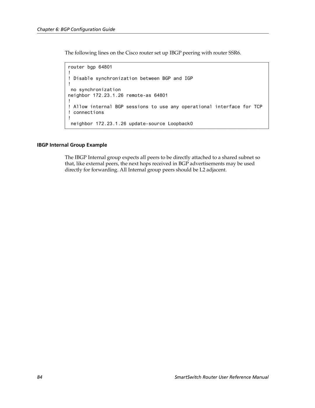 Cabletron Systems 9032578-02 manual Ibgp Internal Group Example 