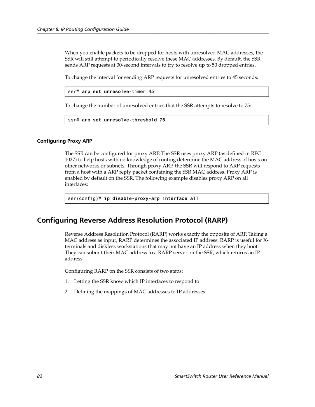 Cabletron Systems 9032578-05 manual Configuring Reverse Address Resolution Protocol Rarp, Configuring Proxy ARP 