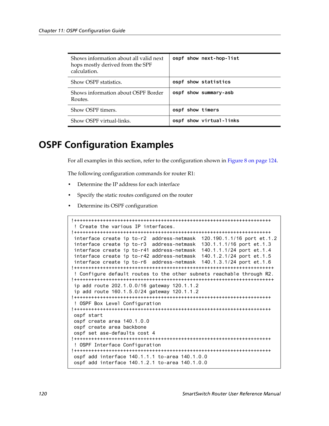 Cabletron Systems 9032578-05 Ospf Configuration Examples, Shows information about all valid next, Routes Show Ospf timers 