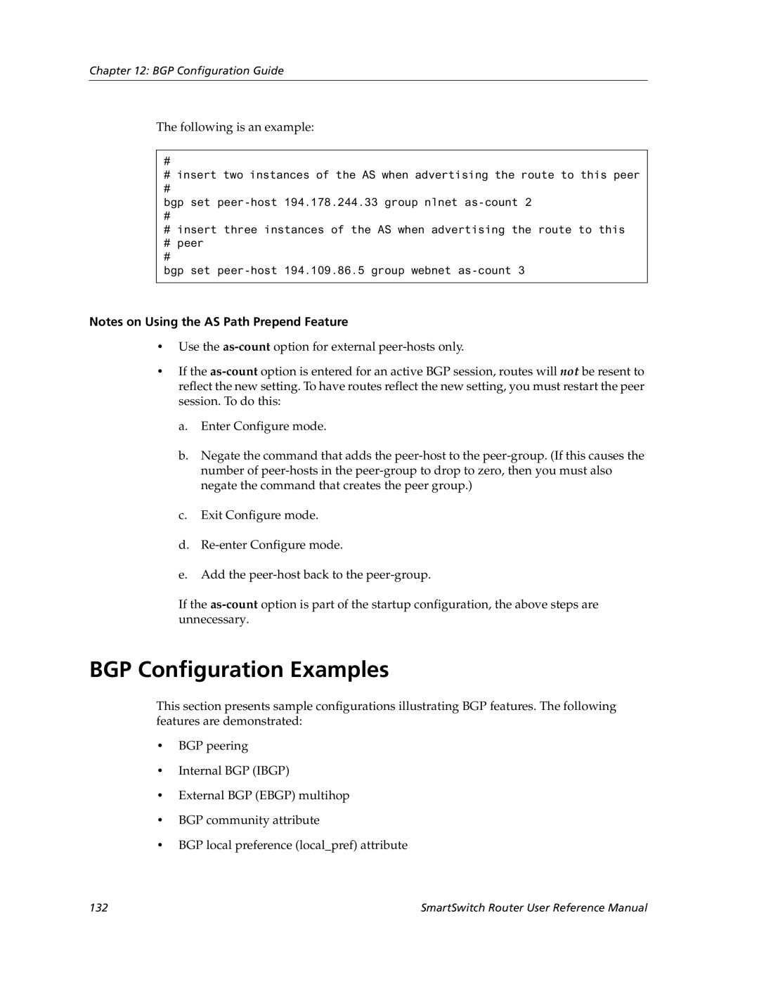 Cabletron Systems 9032578-05 manual BGP Configuration Examples, Following is an example 