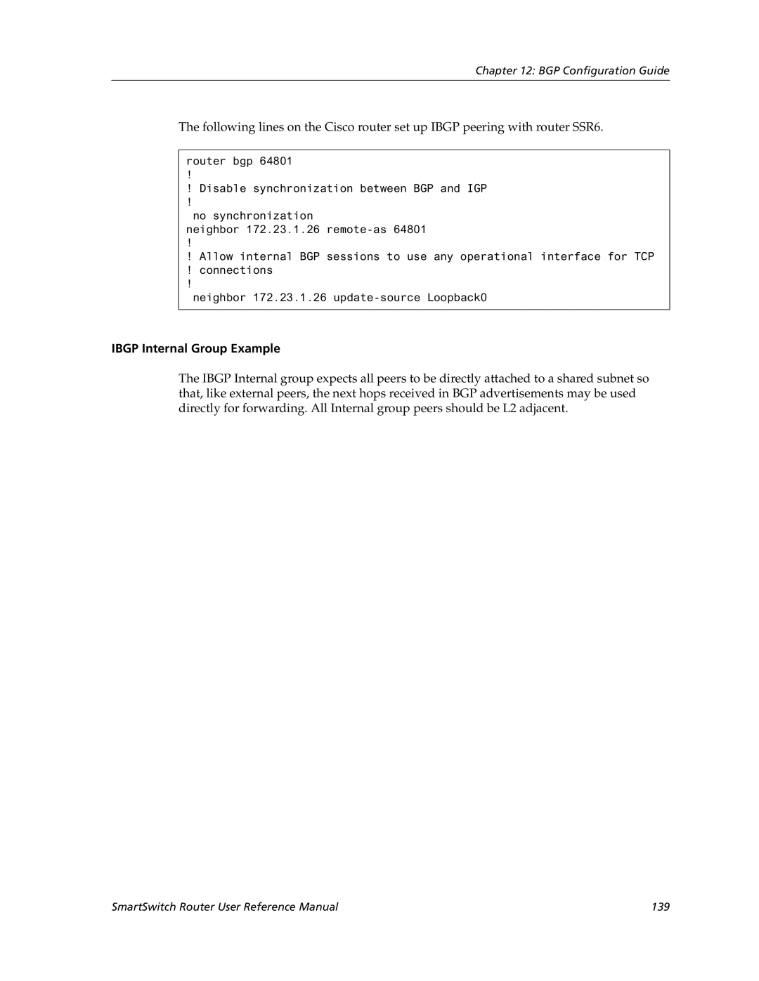 Cabletron Systems 9032578-05 manual Ibgp Internal Group Example 