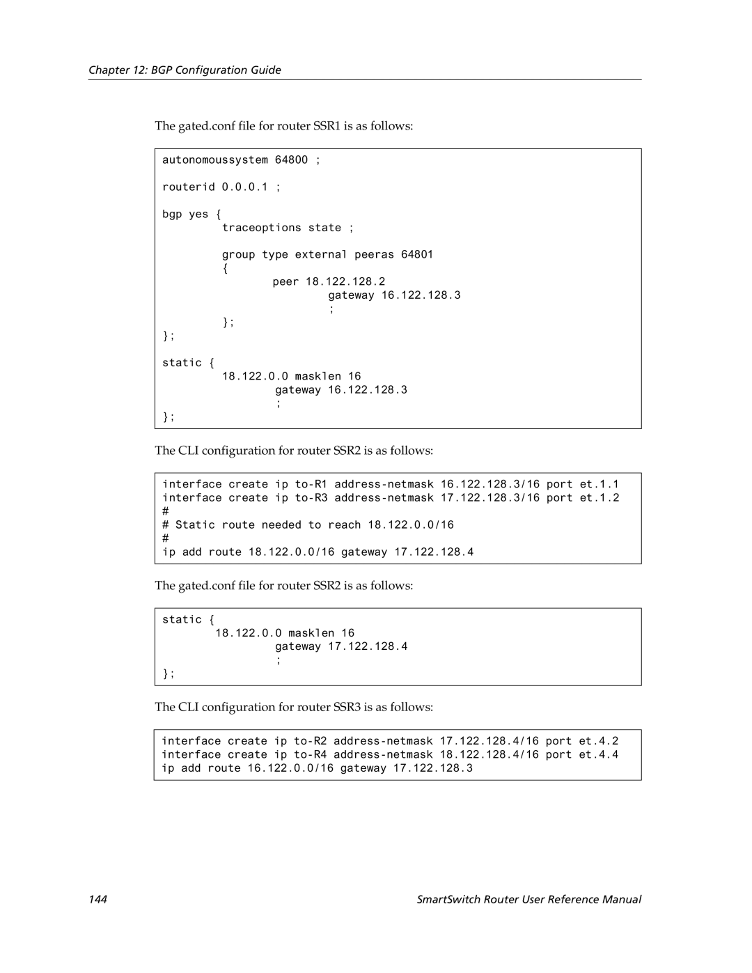 Cabletron Systems 9032578-05 manual Gated.conf file for router SSR1 is as follows 