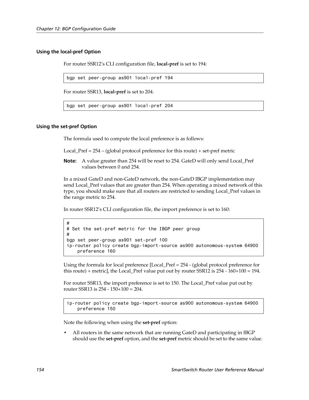 Cabletron Systems 9032578-05 Using the local-pref Option, For router SSR13, local-prefis set to, Using the set-pref Option 