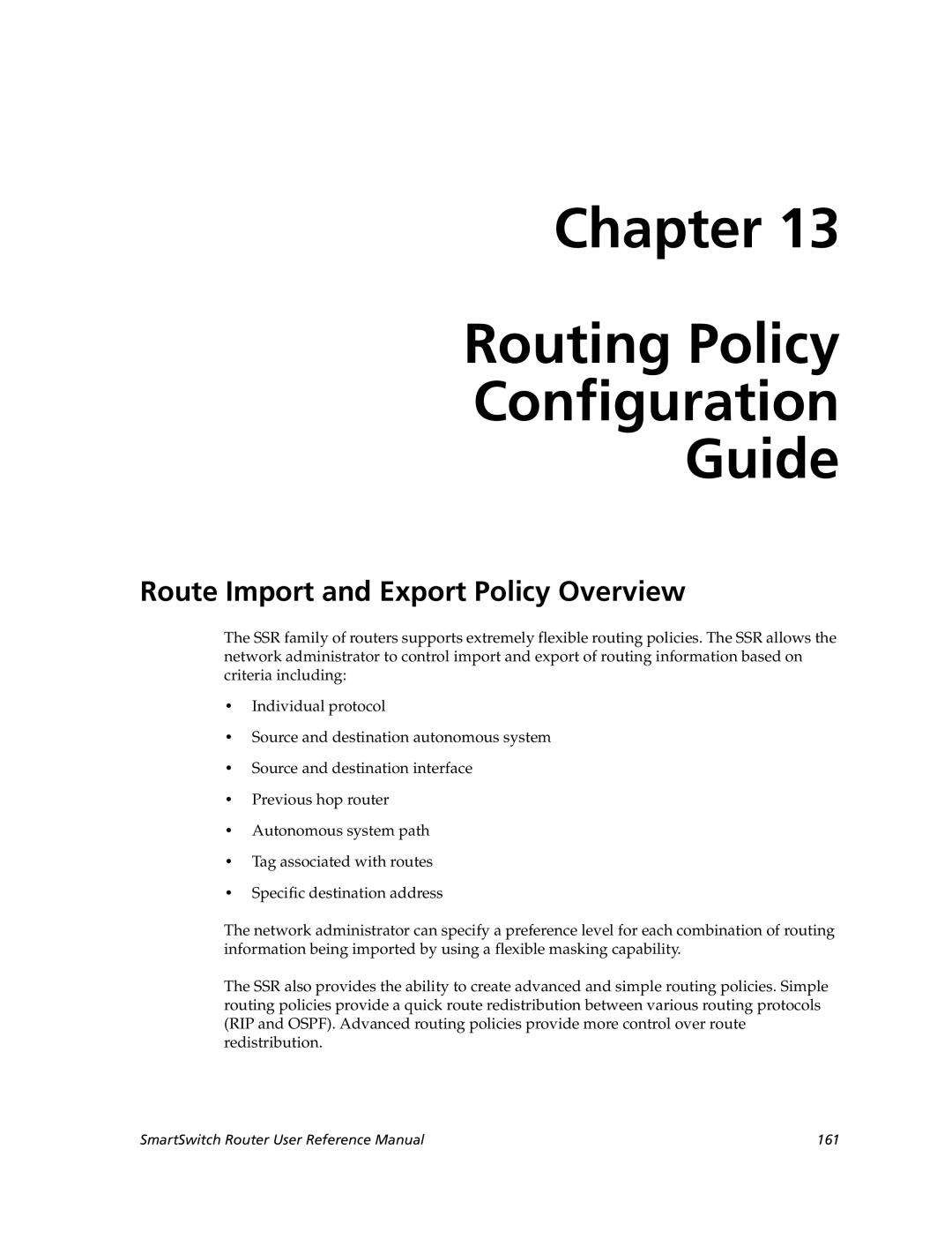 Cabletron Systems 9032578-05 manual Chapter Routing Policy Configuration Guide, Route Import and Export Policy Overview 