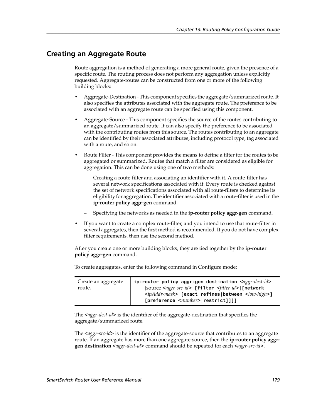 Cabletron Systems 9032578-05 manual Creating an Aggregate Route 