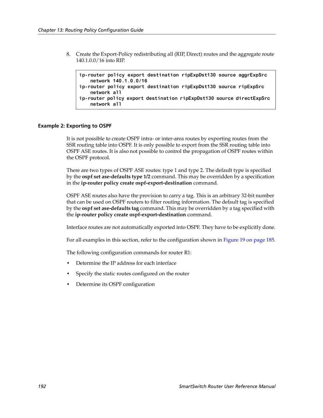 Cabletron Systems 9032578-05 manual Example 2 Exporting to Ospf 