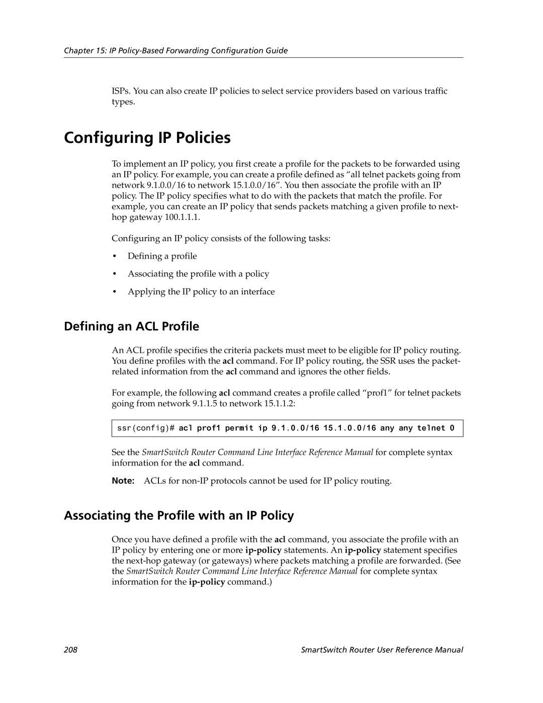 Cabletron Systems 9032578-05 Configuring IP Policies, Defining an ACL Profile, Associating the Profile with an IP Policy 